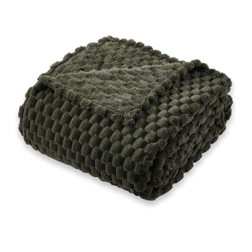 Korbliss Green Twin‎ 50 x 70 Fleece Throw Blanket  3d Jacquard Soft Cozy New